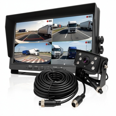 Камера для автокранов, экскаваторов, комбайнов, грузовиков 12-24в с монитором-регистратором 10 дюймов